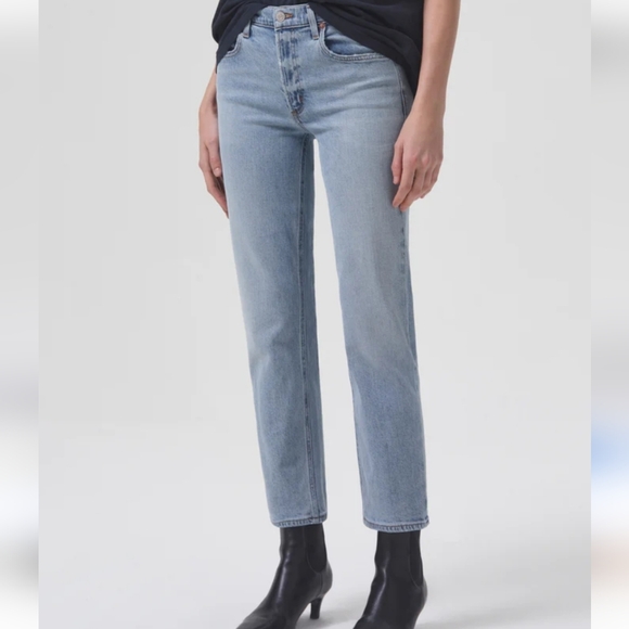 Agolde Kye Mid-rise Ankle Jeans Size 25 Light Blue Organic Cotton Blend Stretch - Picture 2 of 13